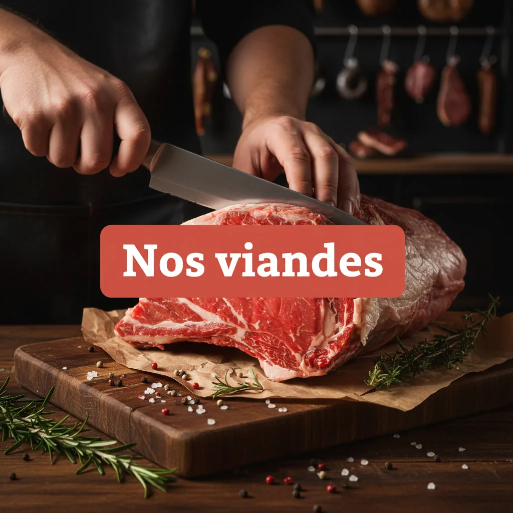 Nos viandes fraîches halal, bœuf, veau, agneau découpés en atelier