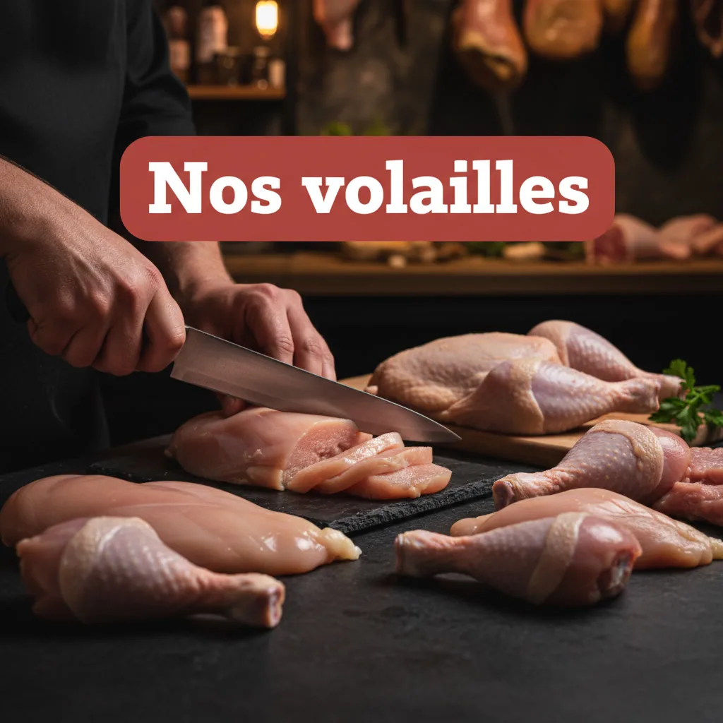 Volaille halal, poulet et dinde découpés frais