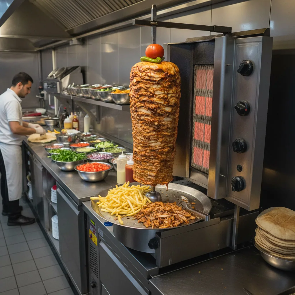 Broche de kebab artisanale en cuisine